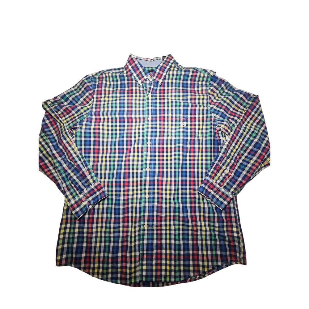 Chaps Men's Long Sleeve Shirt Multicolor Sz XL Button-Down Preppy Plaid